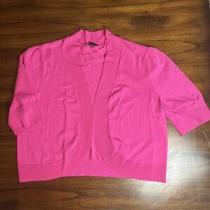 Chaus Size XL Pink Short-Sleeve Open Front Cropped Sweater Bolero Cardigan Prep